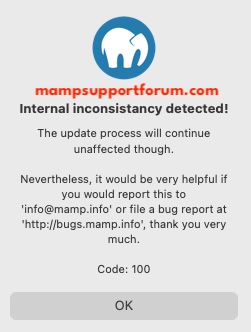 Internal Inconsistancy Detected Code 100 Mamp Pro Mac