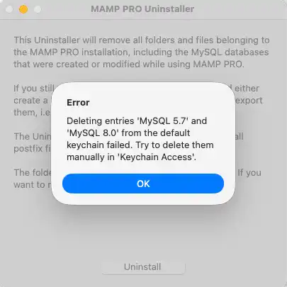 Uninstalling Mamp Pro Error Message Delete Keychains